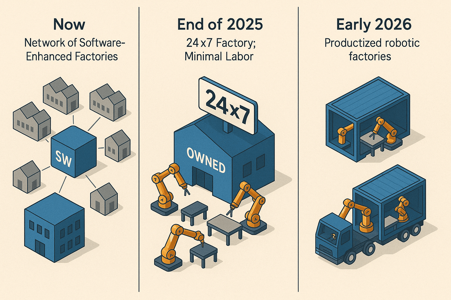 JustManufacture Factory Evolution Stages